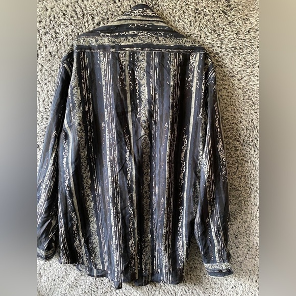 Men’s Silk Murano Button up Blouse Long Sleeve Bleu&Gray in Excellent Us… - Picture 2 of 3